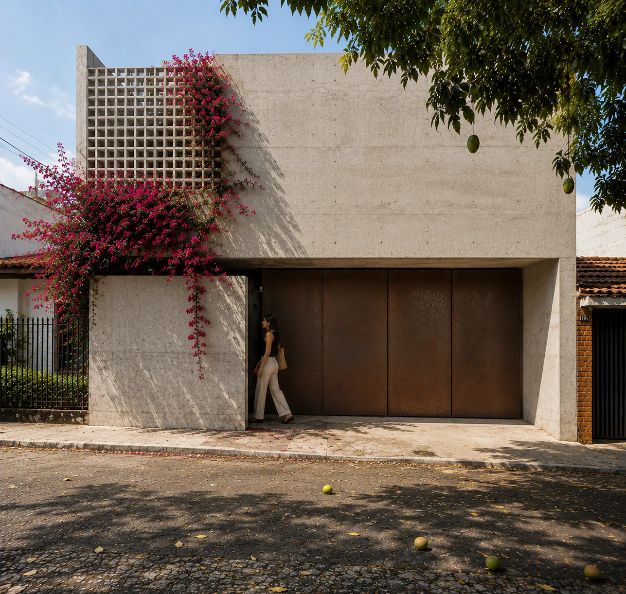 Render — Concreto y bugambilia